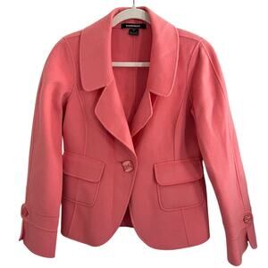 NWOT Ellen Tracy Pink Coral Angora Wool Sweater Blazer Size 6P